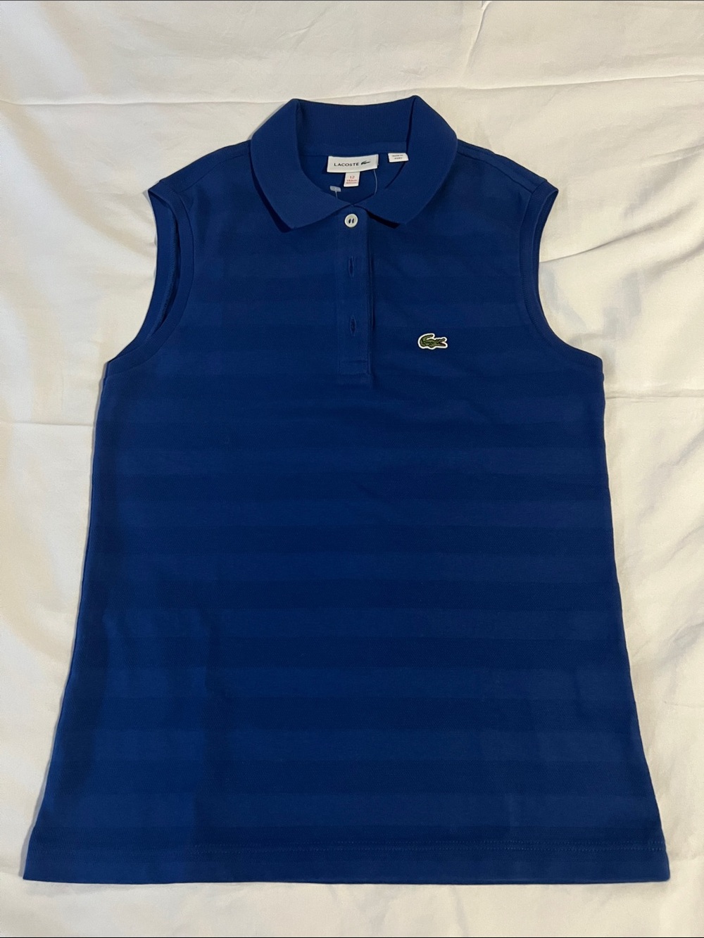 NEW Lacoste Kids Sleeveless Polo Shirt in Deep Blue